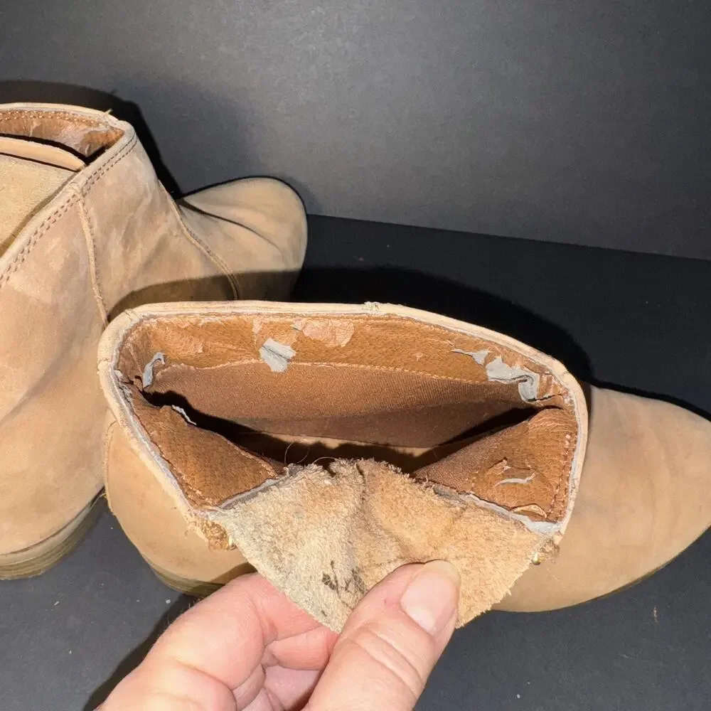 Aldo Booties Tan Leather Zip Up Size‎ 6.5 Boho Hippy Cottagecore